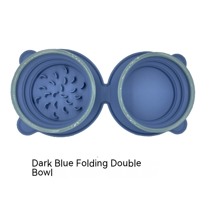 Dual-Compartment Collapsible Pet Travel Bowl – Eco-Friendly Silicone Feeder for Dogs & Cats