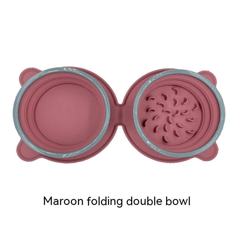 Dual-Compartment Collapsible Pet Travel Bowl – Eco-Friendly Silicone Feeder for Dogs & Cats