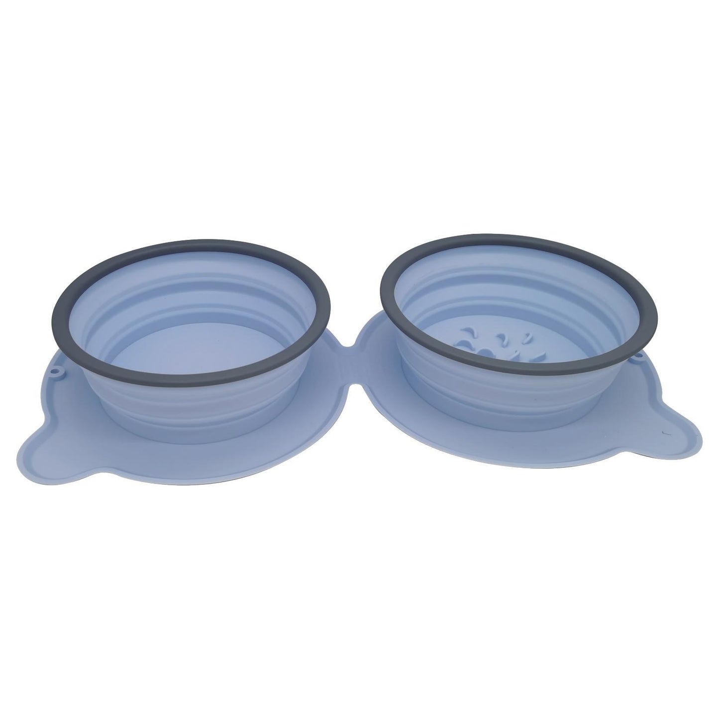Dual-Compartment Collapsible Pet Travel Bowl – Eco-Friendly Silicone Feeder for Dogs & Cats