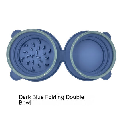 Dual-Compartment Collapsible Pet Travel Bowl – Eco-Friendly Silicone Feeder for Dogs & Cats