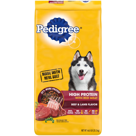 PEDIGREE® High Protein Adult Dry Dog Food – Beef & Lamb Flavor, 46.8 lb Bag