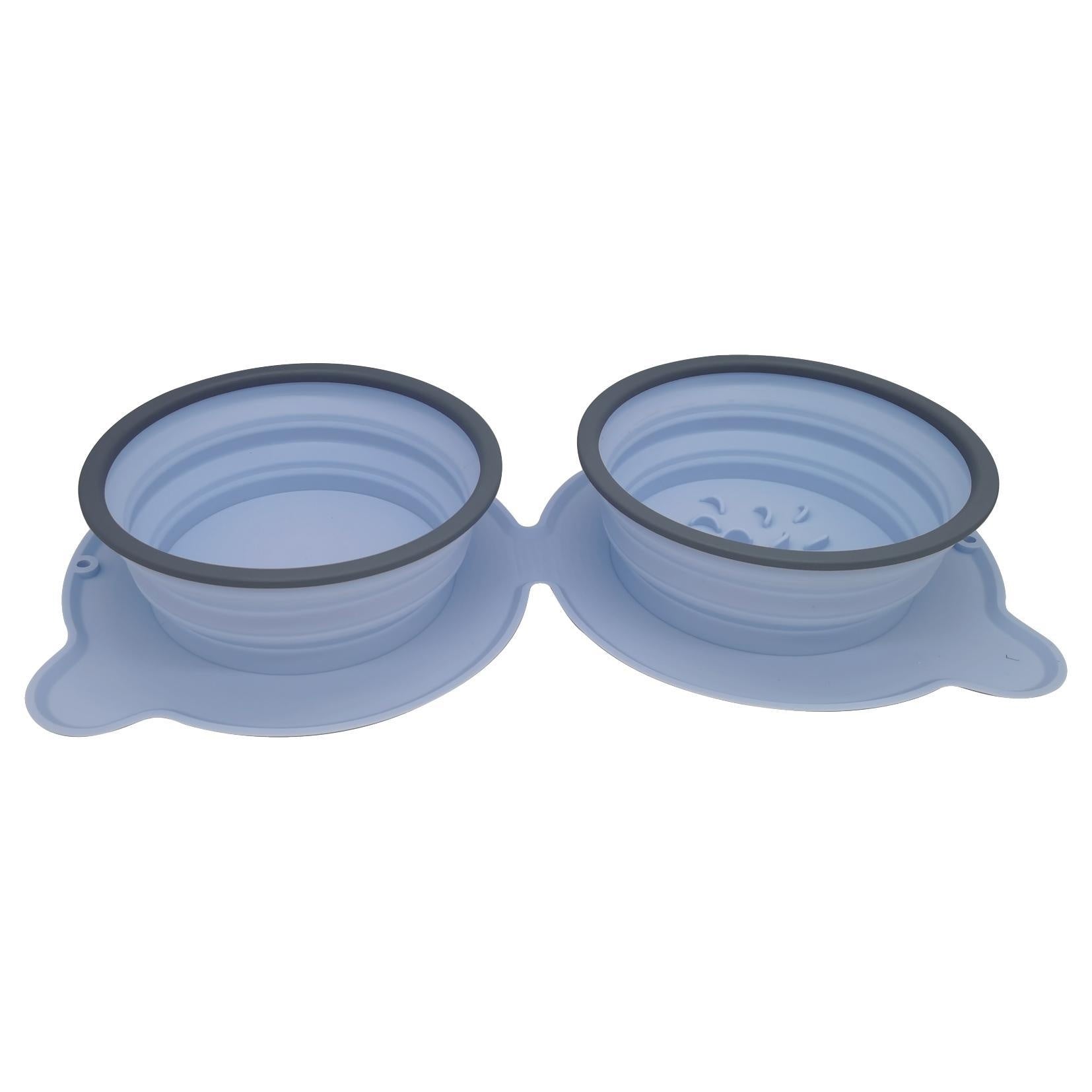 Dual-Compartment Collapsible Pet Travel Bowl – Eco-Friendly Silicone Feeder for Dogs & Cats